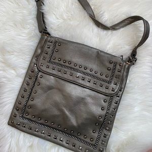 Metallic silver crossbody bag